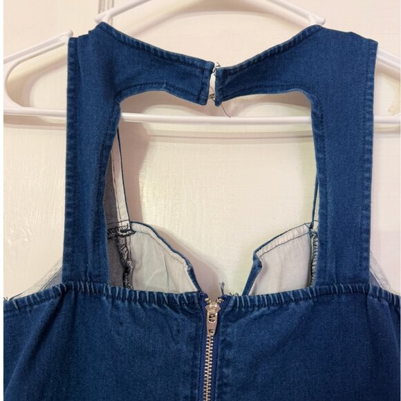 Altar'd State Denim 1970s style Flare Leg Jumpsuit Size Small - Picture 7 of 10